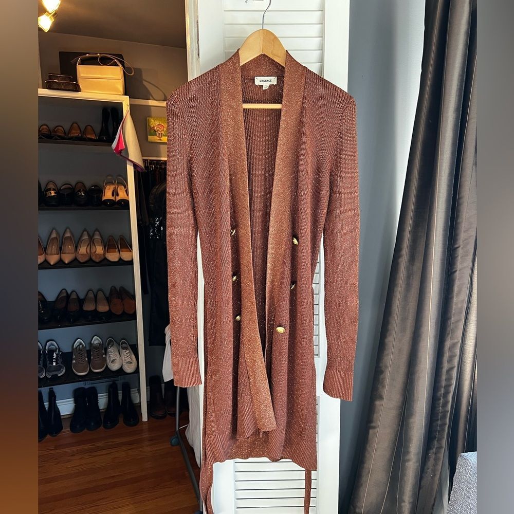 L'AGENCE Noe Double Breasted Copper Cardigan Sweater - Picture 8 of 16
